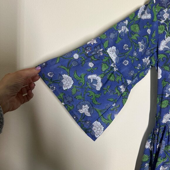 Mod's Mahal Split Neck Floral Midi Dress Womens Size XS Vintage Prairie Boho - Picture 5 of 11